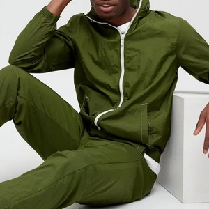 Hot Sale Sportswear Zip up <b>Tracksuit</b> 100% Cotton Oversized Windbreaker Heavyweight Solid Spring Men - Product Image 3