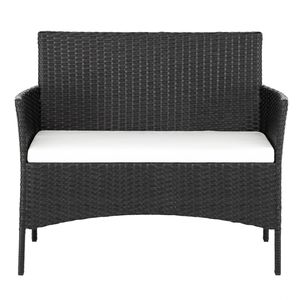Set di Mobili da Giardino in Rattan: 2 Poltrone Nere Dk, 1 Divanetto e Tavolino in Vetro Temperato - Product Image 1