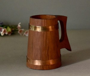 Chope à bière vintage allemande en bois, rustique, faite à la main, pour la décoration intérieure - Product Image 3