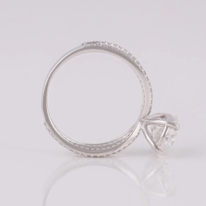 แหวนหมั้นเพชรทรงรี 3.35 กะรัต ทองคำขาว 14K ตัวเรือนแบบแยกส่วน ได้รับการรับรองจาก IGI เหมาะสำหรับเป็นของขวัญในงานปาร์ตี้ - Product Image 3