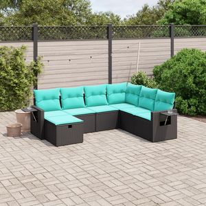 Conjunto de Sofás Modulares Grandes de Ratán Sintético Negro para Jardín - Product Image 1