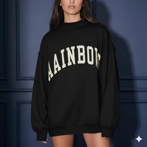 Sudadera informal urbana para mujer, larga, de otoño, con cuello simulado, de gran tamaño, con forro polar de algodón de alta densidad que ofrece una suavidad superior - Product Image 1