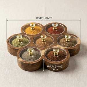 Handmade Polished Eco-Friendly Nautical Sandalwood Dishwasher Safe Dust/Scratch Resistant 4-Compartment American Style Spice <b>Box</b> - Product Image 2