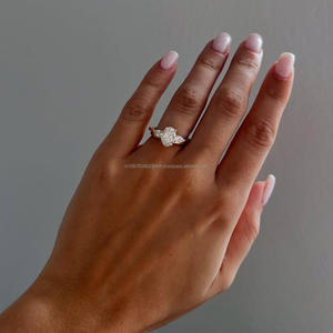 Igi/gia Lab เติบโตวินเทจ14K สีเหลืองทองแต่งงาน/แหวนหมั้นเพชรรูปไข่ unisex สมบูรณ์แบบของขวัญครบรอบและปาร์ตี้ - Product Image 4