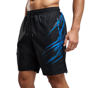 Pantalones Cortos Deportivos de Nailon Negro para Hombre, Diseño Moderno con Estampado Abstracto, Ligeros y de Alto Rendimiento - Product Image 1