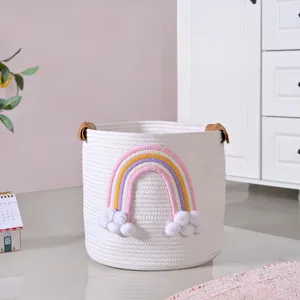 Natural Cotton <b>Storage</b> <b>Baskets</b> for Living Room, Bedroom, and Office Organization - Product Image 3