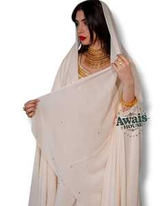 Regular Fit <b>Plus</b> <b>Size</b> Lightweight Georgette Beaded Handmade Flared Hem Floor Length High Neck Long Sleeve <b>Kaftan</b> Wedding Eid - Product Image 2