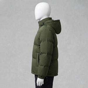 Veste matelassée à capuche en polaire pour homme, chaude pour l'hiver, avec logo sur le devant, légère, coupe-vent, décontractée, streetwear - Product Image 3