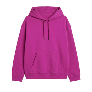 Sudadera con Capucha Unisex Morada, de Felpa, Holgada, Informal, de Color Sólido, Tejida, para Otoño, Estilo Urbano - Product Image 1