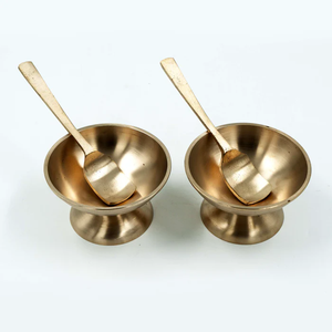 Tazón de helado de latón de diseño de lujo, muy vendido, para bodas y fiestas, con cucharas incluidas, al mejor precio. - Product Image 1