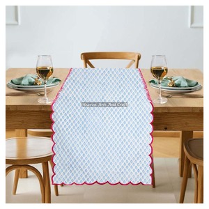 Bulk Selling Pure Cotton Hand Block Print Embroidery Edge Washable <b>Table</b> <b>Runner</b> Indian Bohemian Style Restaurant <b>Wedding</b> Home - Product Image 1