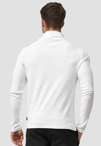 <b>Men's</b> <b>White</b> <b>Turtleneck</b> Pullover Slim Fit Fleece Knitted 100% Cotton Long Sleeve Comfortable Minimalist Winter Wear - Product Image 5