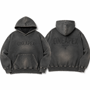 Sudadera con Capucha Extra Grande para Hombre, Color Negro Lavado, con Logotipo en Relieve, Estilo Urbano, de Algodón y Felpa - Product Image 6