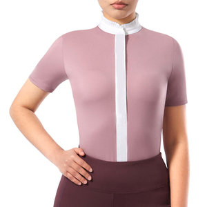 Ladies <b>Equestrian</b> Sportswear Horse Riding Shirt With Short Sleeves Latest Style Slim Fit Ladies Horse Riding Show Shirts Women - Product Image 1