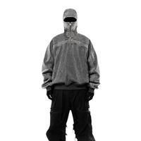 Sweat-shirt à capuche balaclava en coton épais, coupe oversize, style streetwear hiver, avec logo personnalisé, en polaire premium, pour la mode moderne