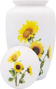 Sunflower Cremation <b>Urn</b> <b>Large</b> Human Ash <b>Urn</b> with Matching Keepsake Velvet Bag and Custom Engraving - Product Image 3