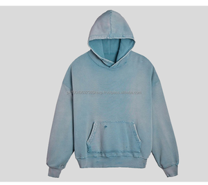 Pull à capuche lourd personnalisé pour hommes Hoddie Brand Retro Washed Old Solid Color Loose Hoodies Top - Product Image 3