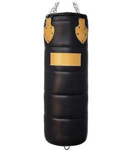 Sac de boxe PROFIT SPORTS en similicuir noir robuste, rempli de sable, avec accents dorés, pour adultes - Product Image 4