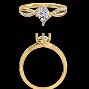 Anillo de compromiso de oro amarillo de 14k y 18k con diamante cultivado en laboratorio, corte pera, solitario retorcido, pavé, joyería fina nupcial para mujer - Product Image 3