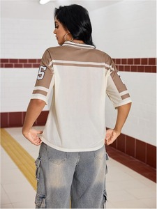 Maillot de football en mesh à col en V pour femme avec imprimé aigle numéro 25, haut de sport respirant à manches courtes - Product Image 2