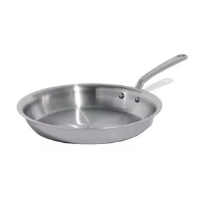 Poêle à frire de qualité supérieure entièrement en acier inoxydable, à bords inclinés, non revêtue, poêle de chef avec longue poignée ergonomique pour plaque de cuisson - Product Image 5