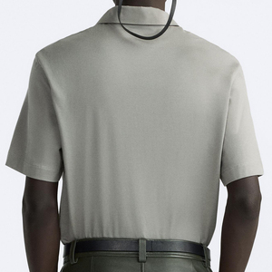 Wholesale Rate Trendy Men's Regular Fit Solid Color Pique Polo Shirt Short Sleeve V-Neck Casual Wear Turn <b>Down</b> Collar Polo Shirt - Product Image 5
