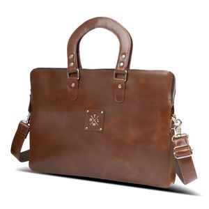 Genuine Leather Brown Large Capacity Laptop <b>Bag</b> Briefcase Crossbody <b>Computer</b> Handheld Business Travel <b>Bag</b> - Product Image 1