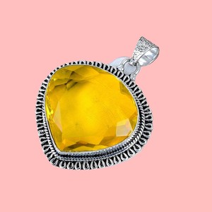 Colgante de Citrino Amarillo en Forma de Corazón, Plata de Ley 925, Hecho a Mano, Estilo Bohemio, Joyería Artesanal, Regalo de Navidad - Product Image 3