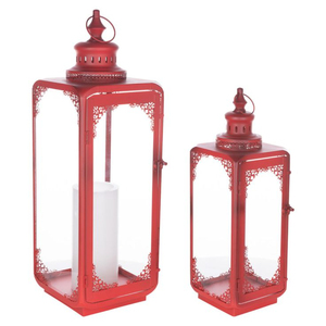 Vintage Red Metal Lantern Hanging Light Indoor Outdoor Tabletop Holiday Festive Home Decor <b>Ornament</b> Gift In Competitive Price - Product Image 6