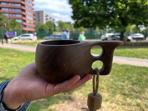 No-Cracking Handmade Wooden Kuksa Cup Nordic Camping Mug Traditional Scandinavian <b>Drinking</b> Cup Outdoor Coffee Bowl Gift - Product Image 3