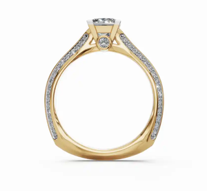 Anillo de Compromiso con Diamante Cultivado en Laboratorio Princess Secret, con un Peso Total de 0.829 Quilates y 63 Piedras Brillantes en una Banda de Oro Fino - Product Image 4