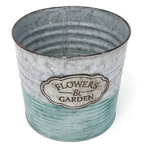 Pot à fleurs rustique en métal galvanisé, seau de jardinage vintage style ferme, jardinière décorative en fer côtelé pour la décoration intérieure - Product Image 1