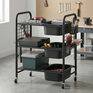 OEM, la mejor oferta, carro de almacenamiento de utilidad de Metal de 3 niveles, organizador para el hogar con estructura de contenedor de rollo, plataforma de rollo de 4 ruedas, artículos para el hogar DIY - Product Image 1