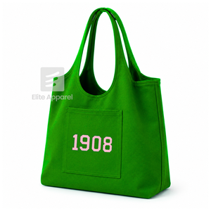 Custom Alpha Kapa Alpha Sorority Tote bag green and pink Embroidered Logo Daily Use <b>Large</b> Capacity Canvas Tote bag for female - Product Image 2
