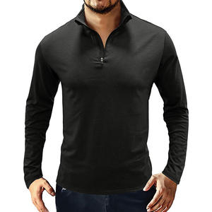 Men Plain Fit Zipper T Shirt <b>Mock</b> <b>Neck</b> Workout <b>Top</b> Warm Knitted Jersey - Product Image 6