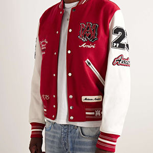 Luxury Wool & <b>Leather</b> Varsity <b>Jacket</b> for <b>Men</b> with Classic College Baseball Style Front Logo Customizable Design - Product Image 6