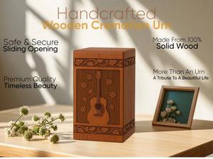 Caja de madera rústica con mariposa grabada, urna de recuerdo para cenizas humanas, tamaño mediano 9x5.5. - Product Image 2