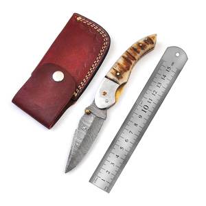Navaja de Bolsillo de Acero de Damasco, Hoja Plegable, Herramienta Compacta para Actividades al Aire Libre, Camping, Senderismo, Viajes, Uso Diario, Equipo Portátil - Product Image 6