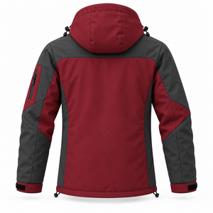 Veste d'hiver softshell pour homme avec logo personnalisé, coupe-vent, color block, doublure polaire, capuche amovible, pour randonnée et voyage en extérieur - Product Image 3
