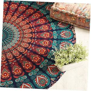 Mandala Roundie en coton doux de 49 pouces avec franges, tapis de pique-nique, décoration murale, nappe, serviette de plage, décoration intérieure par Indian Consigners - Product Image 4