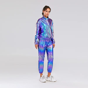 Conjunto Deportivo Y2K para Mujer, Degradado, Manga Larga, Media Cremallera, Ligero, Poliéster, Pantalones hasta el Tobillo, Bolsillos Laterales, Corte Holgado, Ropa de Primavera - Product Image 3