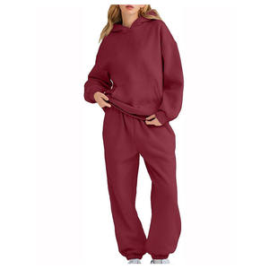Conjunto deportivo informal de algodón de color sólido con capucha, estilo oversized, para mujer. - Product Image 6