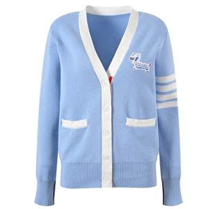 Cárdigan de Punto para Mujer, Superventas de Verano, Acrílico Sólido, Casual, Cuello en V, Manga Larga, Transpirable, con Bolsillos, Botones Simples, 300g - Product Image 1