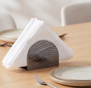 Boîte à mouchoirs moderne en acier inoxydable sur pied avec motif ondulé pour la maison, la cuisine, la salle à manger et la décoration de table - Product Image 5
