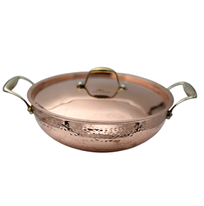 Vintage Copper Hammered Kadahi With Brass Handles <b>Stainless</b> <b>Steel</b> Lining Vintage Cookware For Stovetop Cooking - Product Image 6