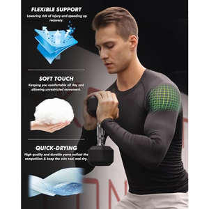 Men's Long Sleeve Compression Shirt Crew Neck Solid Color Quick Dry Athletic Fit Sporty Base <b>Layer</b> <b>Top</b> White Black - Product Image 2