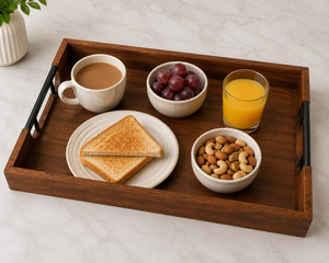 Plateau de service rectangulaire en bois moderne de haute qualité fait à la main et plateau décoratif pour la cuisine, la salle à manger, la table basse, la décoration de la maison - Product Image 1