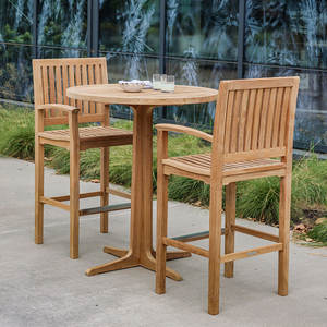 Chaise de bar d'extérieur en teck massif moderne, design minimaliste et durable, fabricant de meubles pour patio et centres de villégiature. - Product Image 4