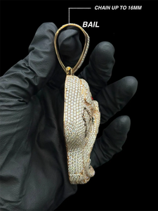 Colgante de Cabeza de Gorila Bicolor Rosa y Blanco de Plata de Ley 925 con Moissanita VVS Pavé, Estilo Hip Hop, Amuleto Animal, Pasa Prueba, Regalo Unisex - Product Image 3