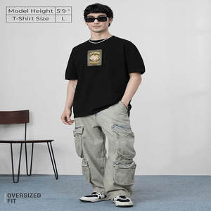 T-shirt à manches courtes en coton de marque de créateur, chemisier, t-shirt surdimensionné en coton lourd, imprimé vintage, homme, impression premium - Product Image 3